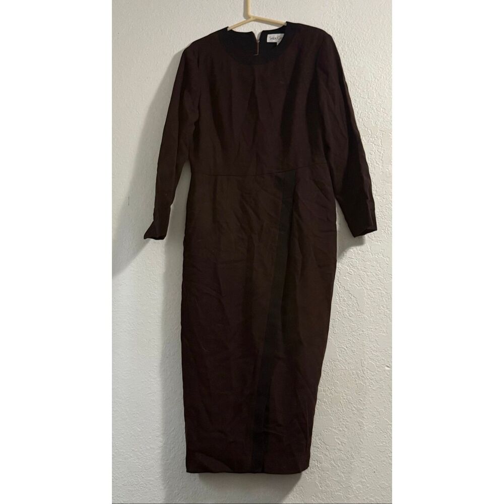 Sara Campbell wool brown black sheath professional office dress 12